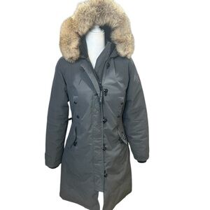 Canada Goose Kensington Grey Down Parka with Genuine Coyote Fur Trim, SP